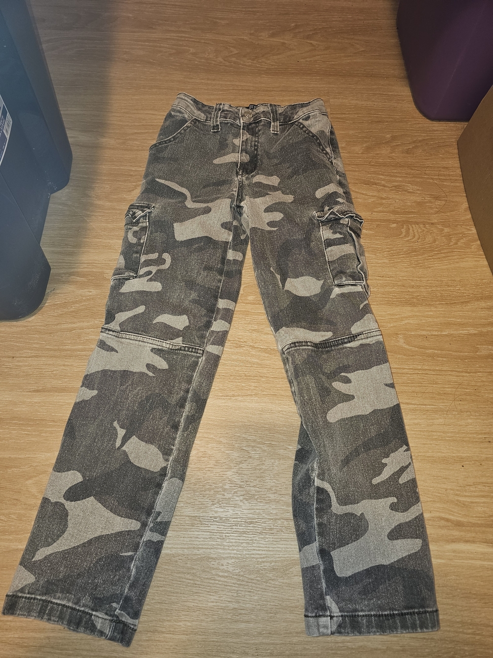 Kids' Black & Green Camo Cargo Jeans - Utility Style